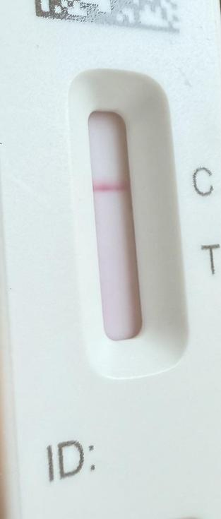 Close up of Covid test slightly angled to look for any kind of ghost-y line

according to it, negative