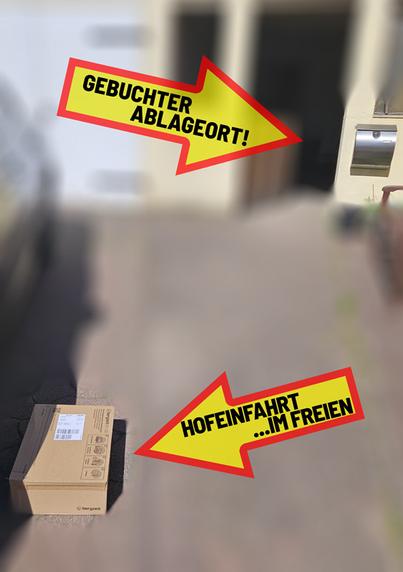 Das Bild zeigt eine gelbe Pappschachtel auf dem Boden vor einem Haus. Die Schachtel liegt auf einer asphaltierten Fläche, vermutlich einem Hof. Auf der Schachtel ist ein Etikett mit einem Barcode und einigen Symbolen zu sehen. Zwei auffällige gelbe Pfeile mit roten Umrandungen weisen auf die Schachtel und den Text hin. Der obere Pfeil zeigt auf die Schachtel und besagt "GEBUCHTER ABLAGEORT!" (gebuchter Ablageort!). Der untere Pfeil zeigt auf die Schachtel und den Hof und besagt "HOFEINFAHRT ...IM FREIEN" (Hofeinfahrt ...im Freien). Im Hintergrund ist ein Teil eines Gebäudes und ein Briefkasten zu sehen.
―
Bereitgestellt von @altbot, privat und lokal generiert mit Ovis2-8B

🌱 Energieverbrauch: 0.832 Wh