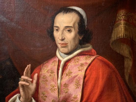 Porträt Pius des siebten  Chiaramonti von 1804. Er hatte offensichtlich hinten krausiges, langes schwarzes Haar.