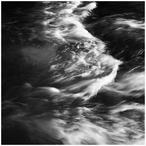 Picture of a river from above with a lot of movement which is highlighted due to slow shutter speed.