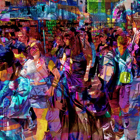 Barcelona digital edited multiple exposure street photography, made with the GNU Image Manipulation Program.