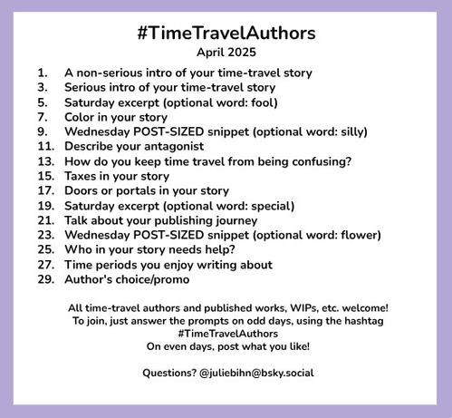 Time Travel Authors –  29 April prompt: Author's choice/promo
