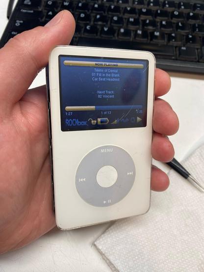 An iPod running RockBox