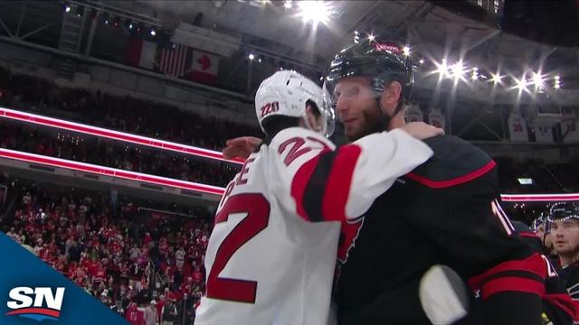 Hurricanes And Devils Exchange Handshakes After Five-Game Series