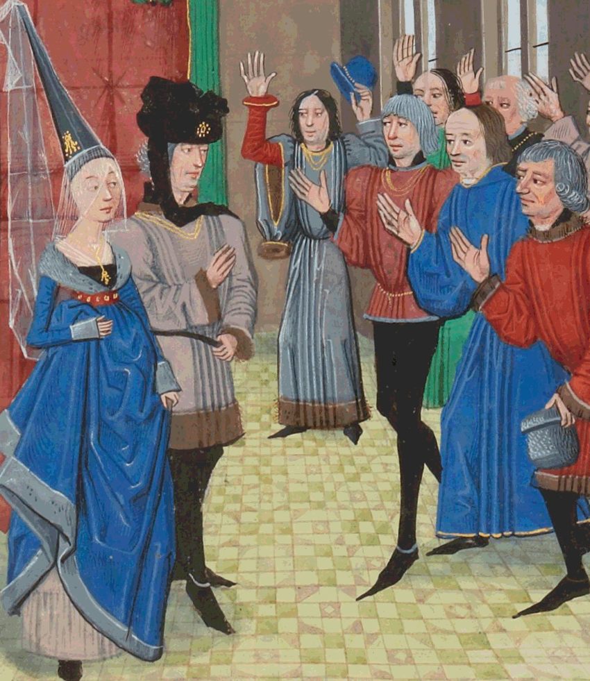 Citizens of Nantes paying homage to John and Joanna of Montfort