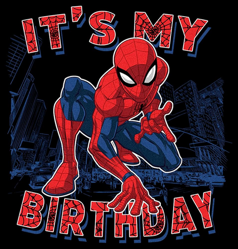 Spider-Man with the words "It's My Birthday".