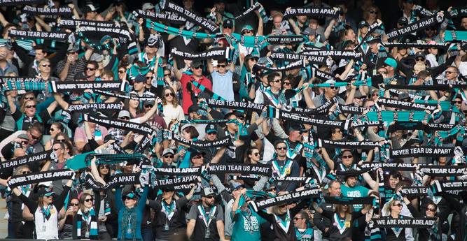 Port Adelaide Power fans celebrate (Bob Gloyn/AFANA/file photo)

https://www.afana.com/news/2025/04/27/port-dig-cull-improved-kangaroos 
#AFANA #AFL #portadelaide #northmelbournekangaroos @borisxxiii