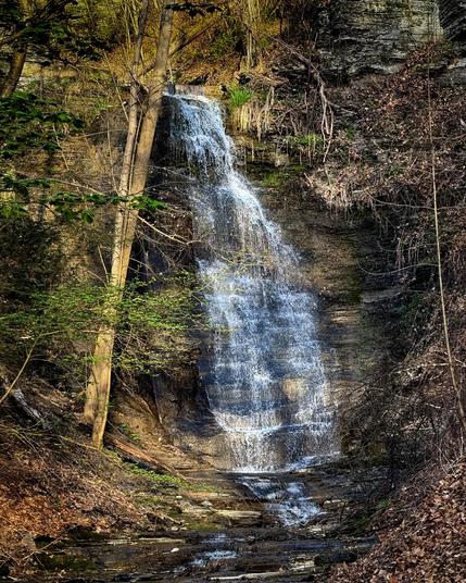 Sunrise on the waterfall. I walked up the gorge. Some decent places for a tripod next time. April 29, 2025. Phone, Halide Raw, post in LR Mobile.