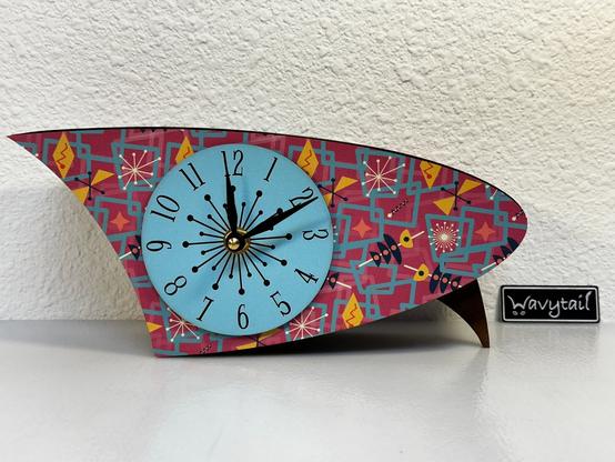 Something fabulous from Wavytail's Etsy store: MCM Style Desk Clock - Pink