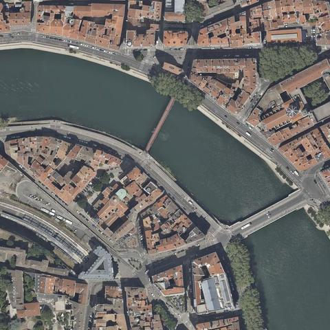 Orthophoto été 2023 du quartier Saint-Paul à Lyon.
