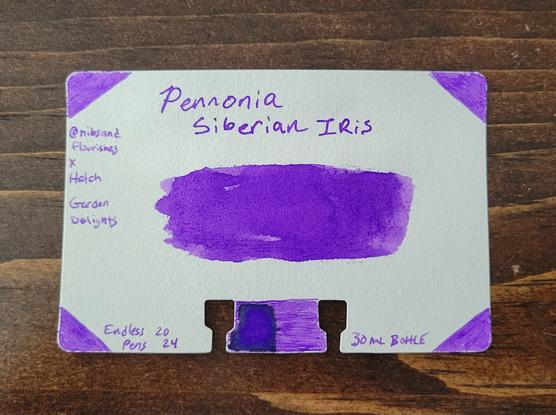 Ink swatch of Pennonia Siberian Iris