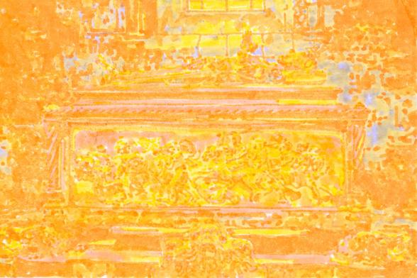 4x6 marker illustration of a sarcophagus