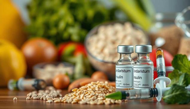 A bright, airy scene depicting various aspects of diet and exercise for blood sugar control. In the foreground, a plate of healthy whole foods - leafy greens, vegetables, lean protein, and complex carbs. In the middle ground, a person performing gentle exercises like yoga or light strength training. The background features a calming natural landscape, perhaps a park or garden, with soft natural lighting filtering through. The overall mood is one of balance, wellness, and a holistic approach to managing blood sugar through lifestyle choices. The composition and angles create a sense of harmony and attainability, encouraging the viewer to consider their own journey towards a healthier life.