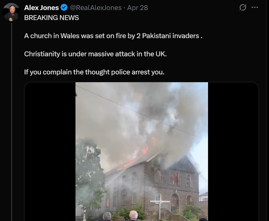 Alex Jones claims about Port Talbot Chapel