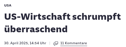 Überschrift eines Online-Artikels: "US-Wirtschaft schrumpft überraschend"