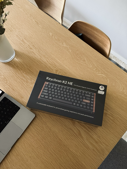 Image of the Keychron K2 HE keyboard product box.