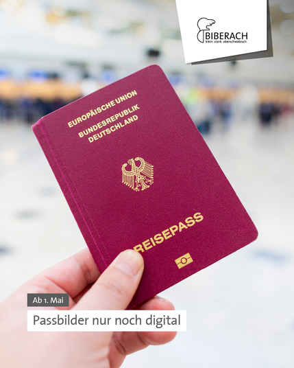 Ab 1. Mai: Passbilder nur noch digital. Bild zeigt einen Reisepass.