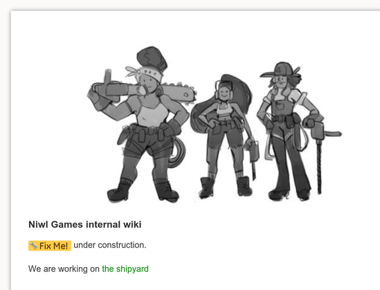 under construction wiki page showing a cartoon sketch of construction workers. very meta