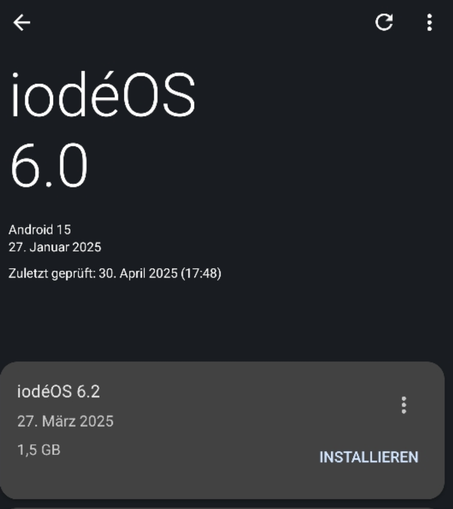 iodeOS update 6.2 steht seit 27.3. zur Verfügung. jetzt installieren.