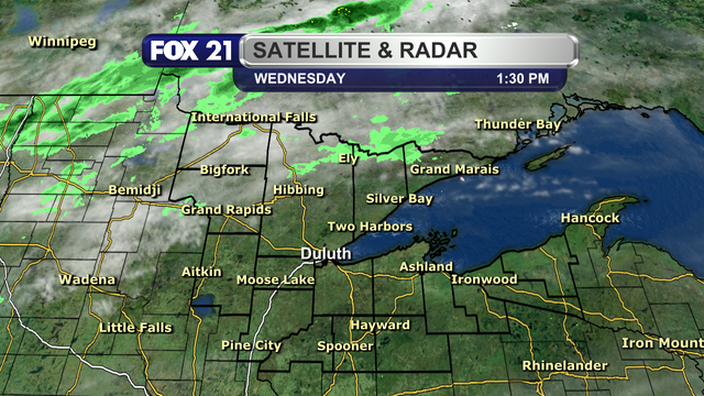 The satellite and radar over the Northland at 1:30 p.m. on Wednesday, April 30, 2025, shows clear skies for the northwest Wisconsin, Upper Peninsula, and I-35 corridor regions.  Clouds have been returning elsewhere, but any possible precipitation being detected on radar is not reaching the ground.