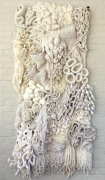A seashell and coral crochet macrame, colour white