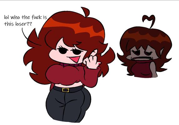 faker/chill girlfriend standing in front of "girl" while saying "lol who the fuck is this loser??"