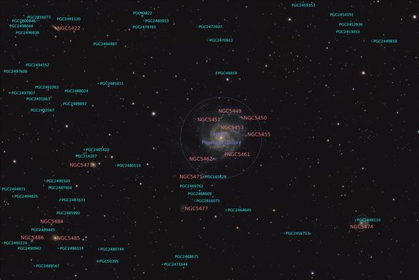 The previous image, but with the galaxies and other objects labeled