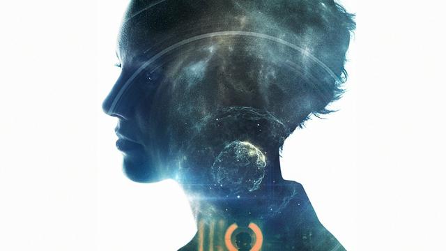 Poster-Thumb of 'Synchronicity'. The side profile of a female head, with a picture of the space? inside it.