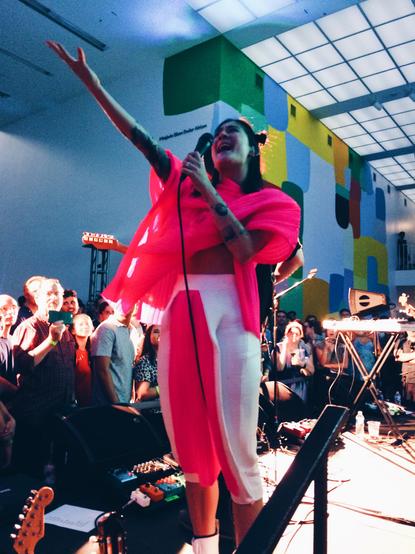 iPhone 5s photo by Jenny Lam of Japanese Breakfast (Michelle Zauner) performing live at the Museum of Contemporary Art Chicago in 2018