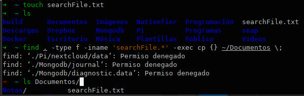 terminal buscando un archivo