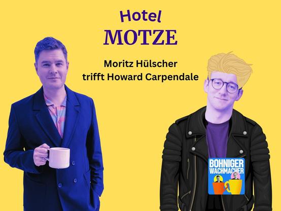 Hotel Motze: Moritz Hülscher trifft Howard Carpendale

Ein Foto von Moritz. Eine Fotomontage von Dax mit blonder Howie-Tolle und Lederjacke