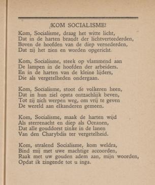 Tekst van het gedicht "Kom Socialisme" van A. van Collem.