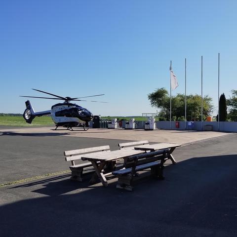 One chopper refueling.