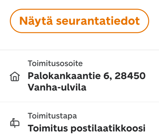 Kuva Postin seurantatiedoista