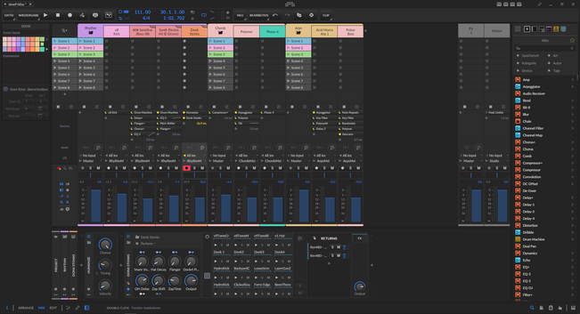 Bitwig Studio mix view