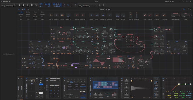 Bitwig Studio view of the grid