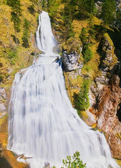 Schleierfall waterfall in the wasserlochklamm near palfau, styria