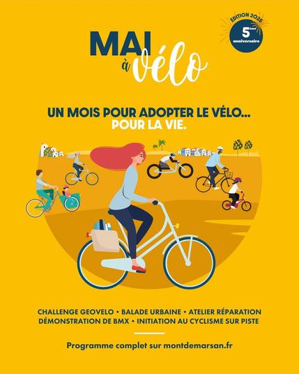 Mont2Roues participe activement à maiavelo 2025 :
- Ateliers vélos participatif
- Vente de vélos restaurés à prix solidaire
- Ouverture de l'Aire du vélo certains mercredis après-midi.
Nous vous invitons à vous déplacer à vélo pour vos trajets du quotidien et à rejoindre la communauté CA Mont-de-Marsan sur Geovelo