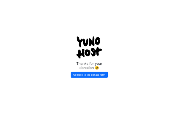 Screenshot of the page that appears after you donated to YunoHost