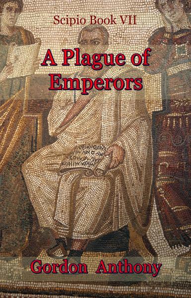 Cover of A Plague Of Emperors, showing a mosaic design of a seated Roman.