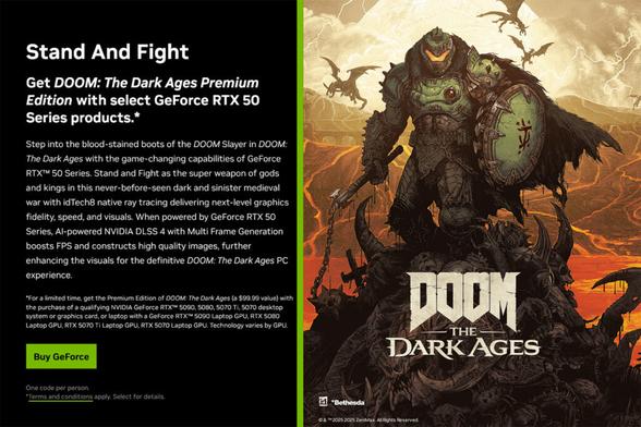 GeForce RTX 50搭載カードや搭載PC購入で「DOOM: The Dark Ages」がもらえるキャンペーン開始。5月21日まで - 4Gamer.net