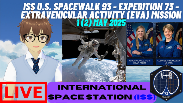 Daniel Suguwa, an indie VTuber, showing the thumbnail for the stream of ISS U.S. Spacewalk 93 - Expedition 73 - Extravehicular Activity (EVA) mission.