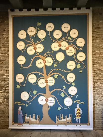 A large wall mounted family tree of Gilbert de Clare