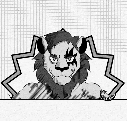 Furry Lion in manga style