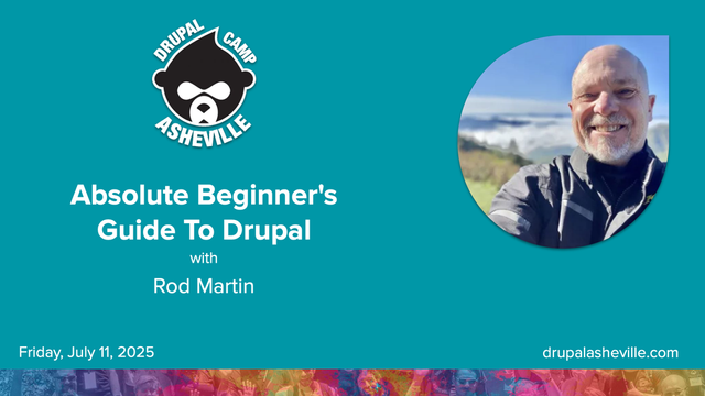 Absolute Beginner's Guide To Drupal media card with head shot of rod martin