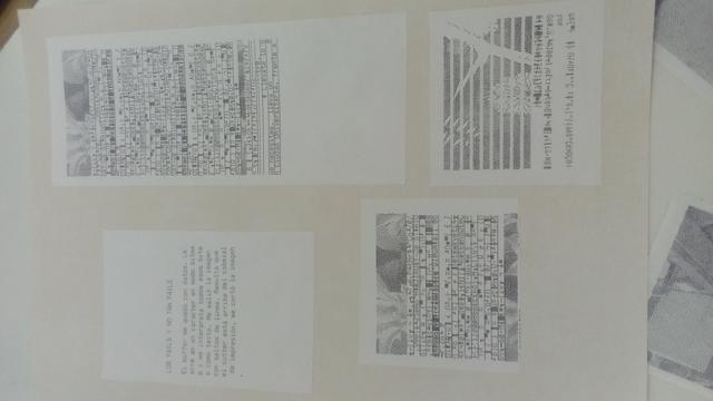 Arte de texto y arte glitch impreso en tiqueadora recuperada