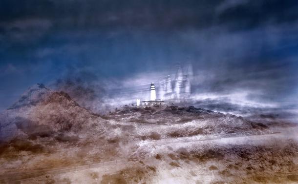 The lighthouse at Cap de Formentor. Photographed with a moving camera.