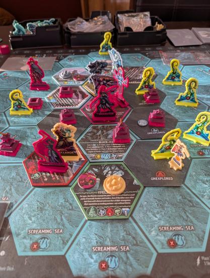 End game picture from Curse of the Last Emperor. Most notably, a legion has destroyed a haven of the white faction and white faction has no armies left and only one haven remaining.
