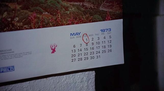A May 1973 calendar with the 1st circled in red