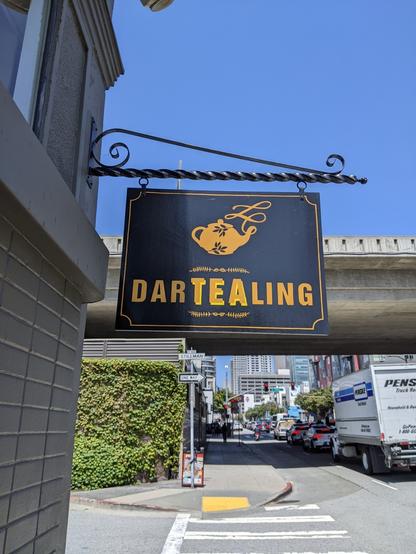 DarTeaLing tea shop signage, nice dad joke there